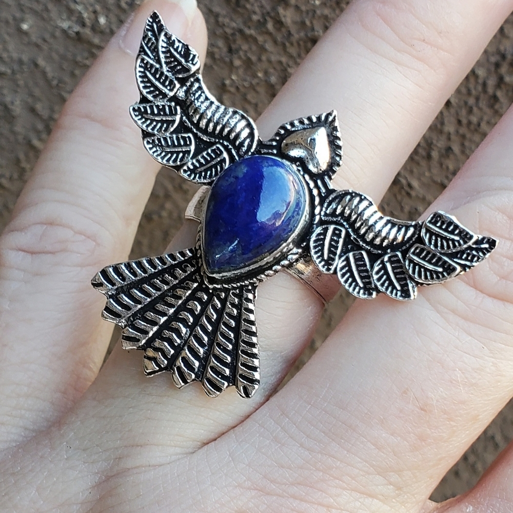 New Lapis Lazuli 925 Silver Mystic Ring.